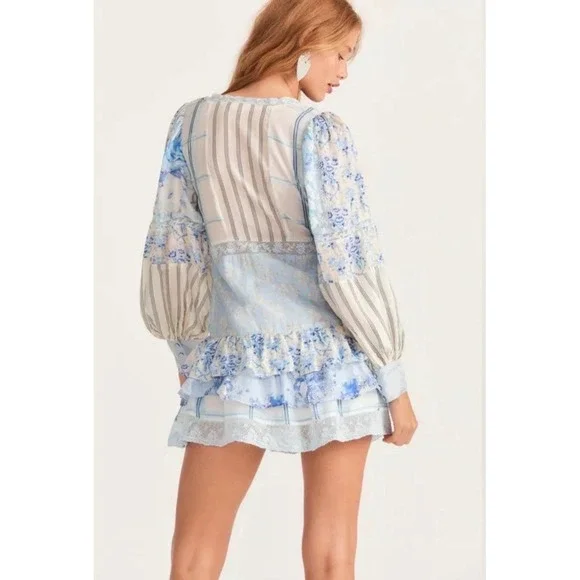 NWT LoveShackFancy Sienne Ocean Spray Mist Silk Mini Dress Size 4 $495